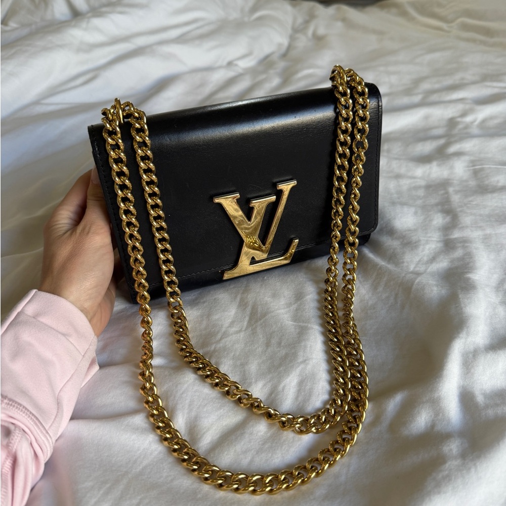 Louis Vuitton Black and Gold Chain Bag